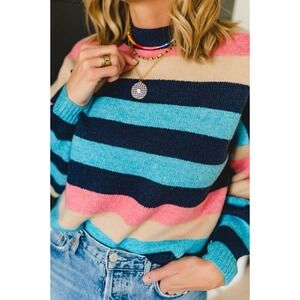 Topshop Stripe Sweater Size S Multicolor Cropped Knit Jumper NWT